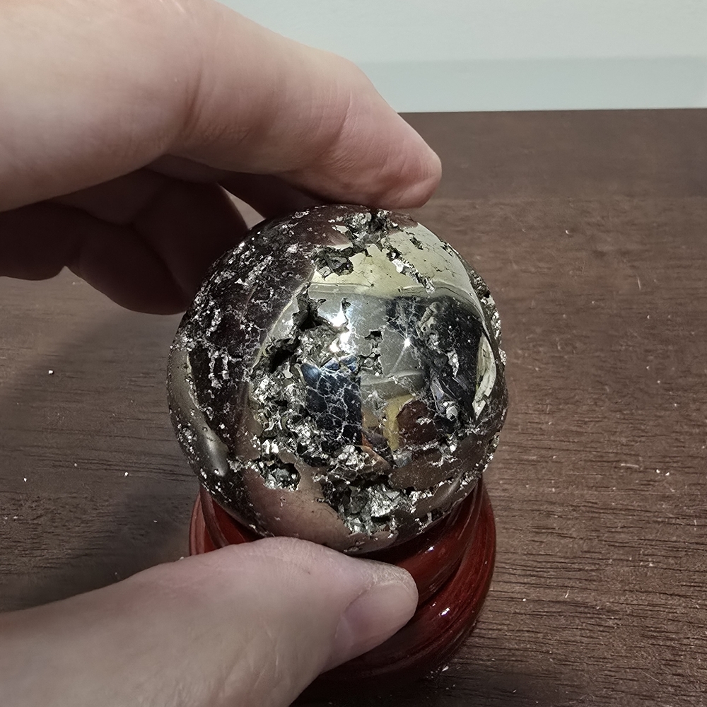 Pyrite Crystal Sphere #J 48 mm - Picture 5 of 9